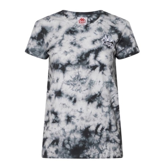 Kappa T-Shirt Ciavan Tie Dye Embroidered Bkack/White Tee Small - Picture 1 of 9